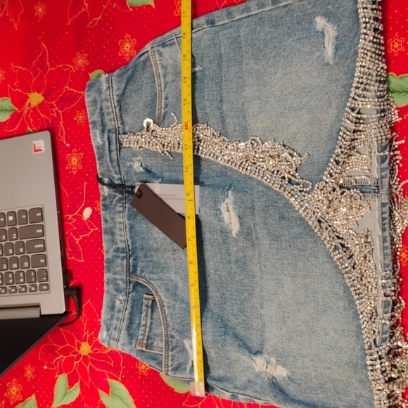 Blank NYC Silver Blue Wrap Mini Skirt Asymmetrical - Picture 8 of 8